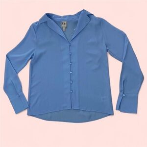 JCPenny Blue Long Sleeve Camp Shirt